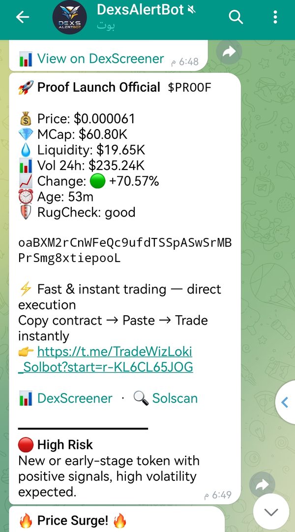 High Risk alert example