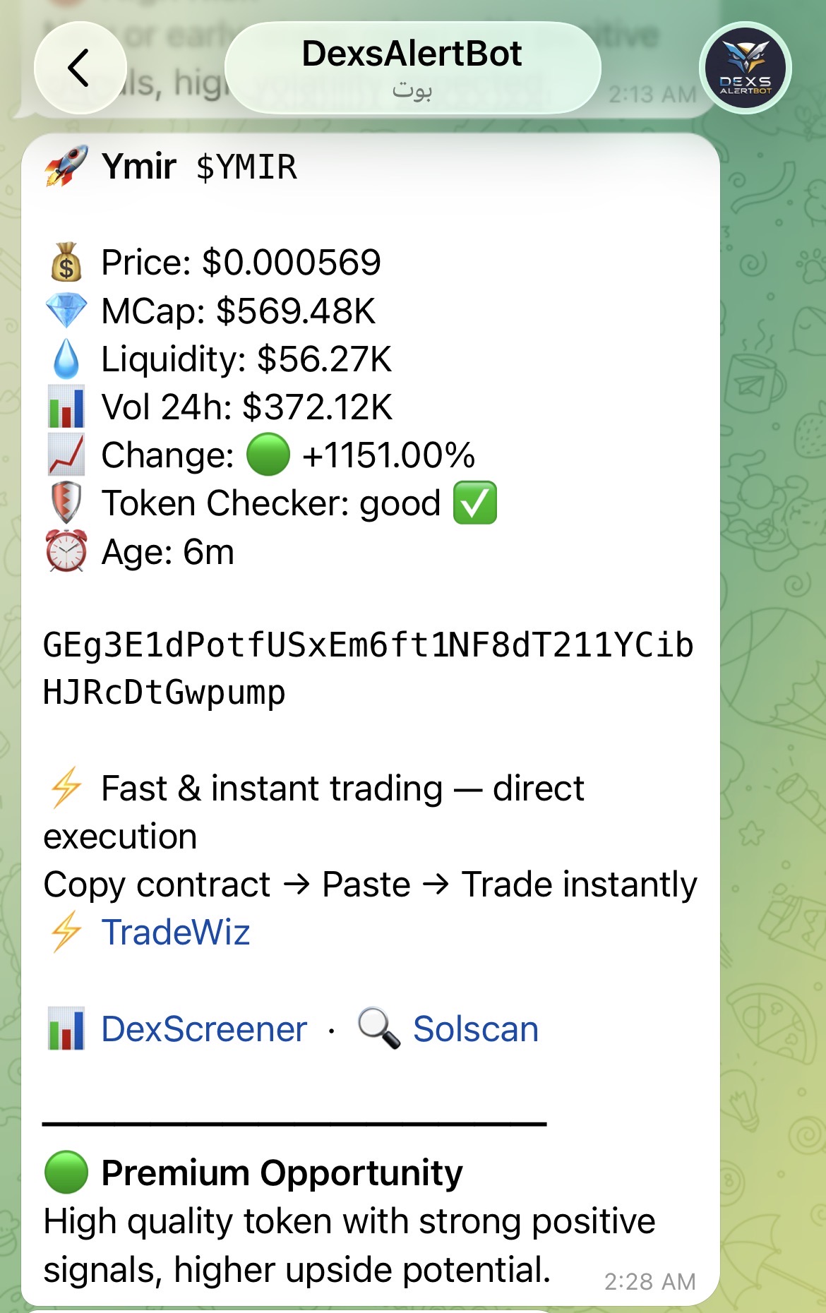 Example DexsAlertBot alert